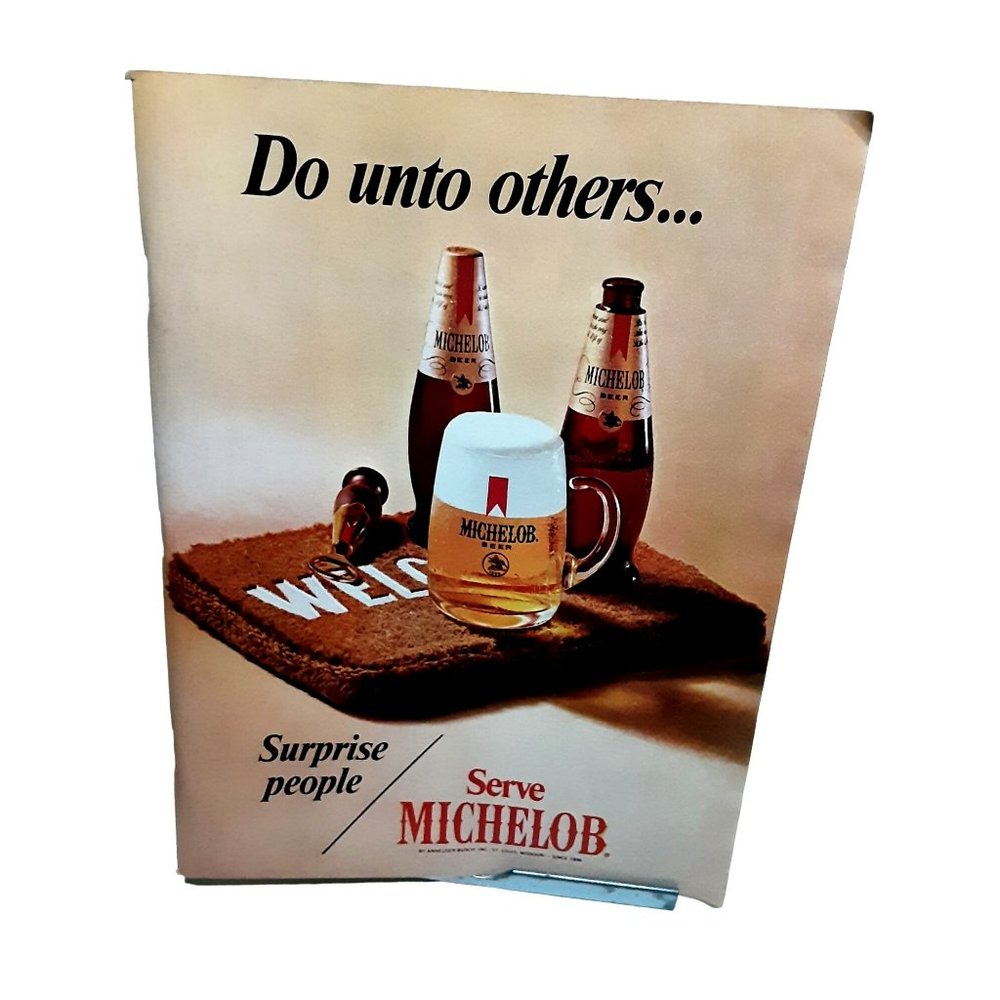 1970 Michelob Beer Surprise People Welcome Mat Vintage Print Ad 70s Original
